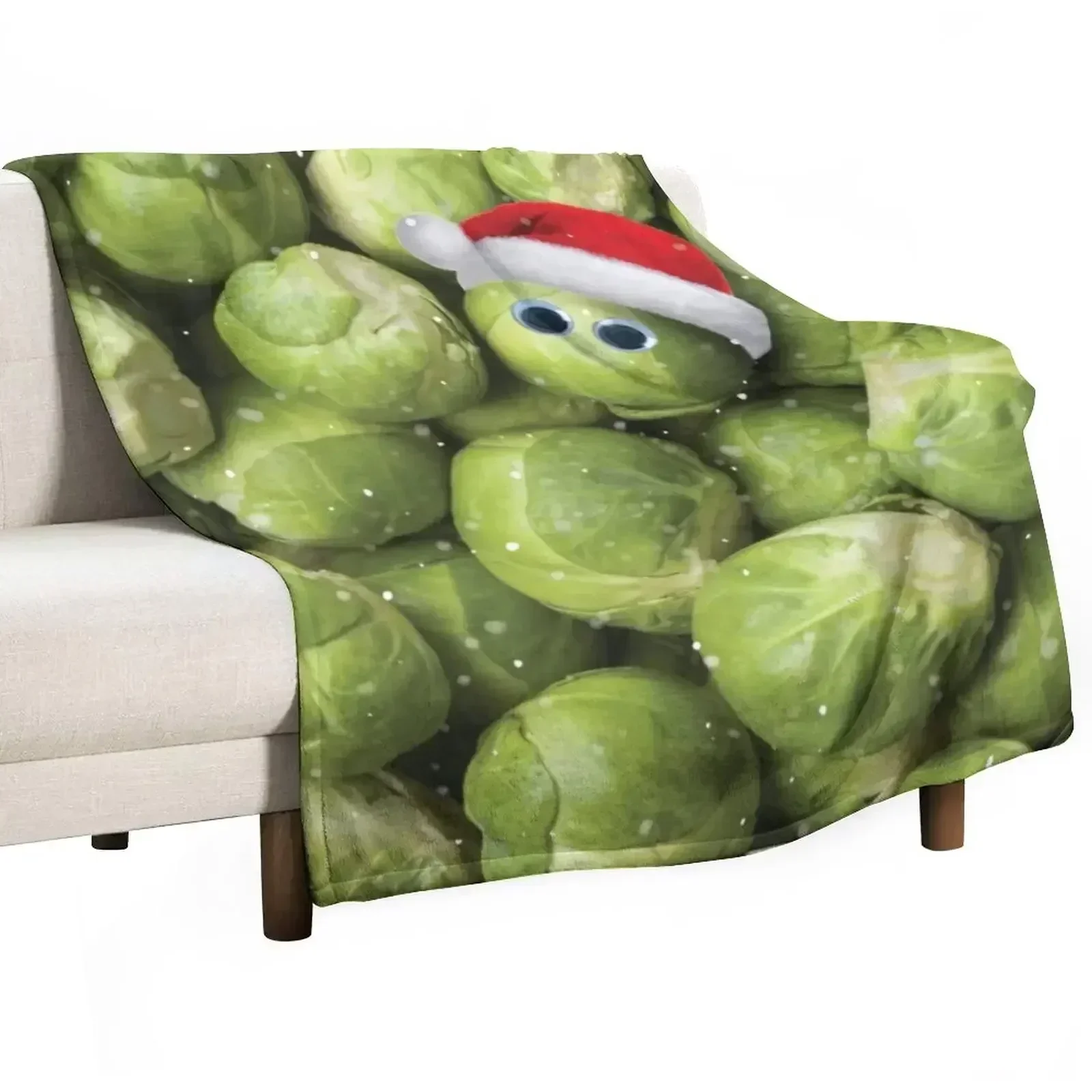 Christmas Sprout With Santa Hat Print Throw Blanket Cute Plaid bed plaid Thins Furry Blankets