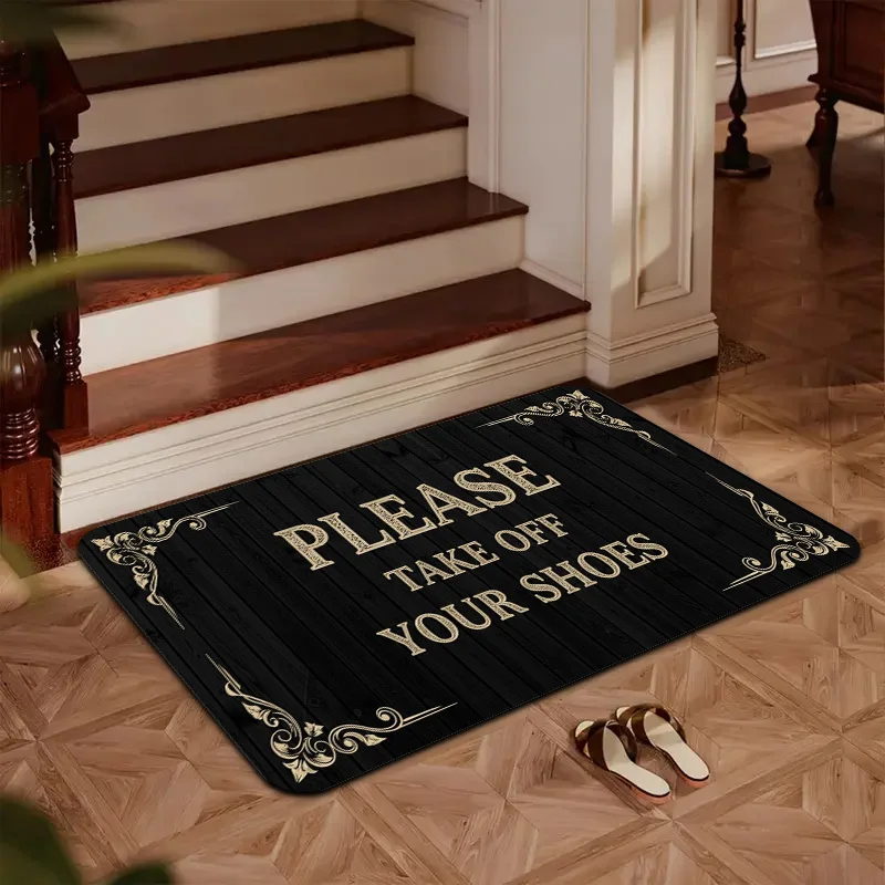 Funny Black Wood Grain Rectangular Rug, 