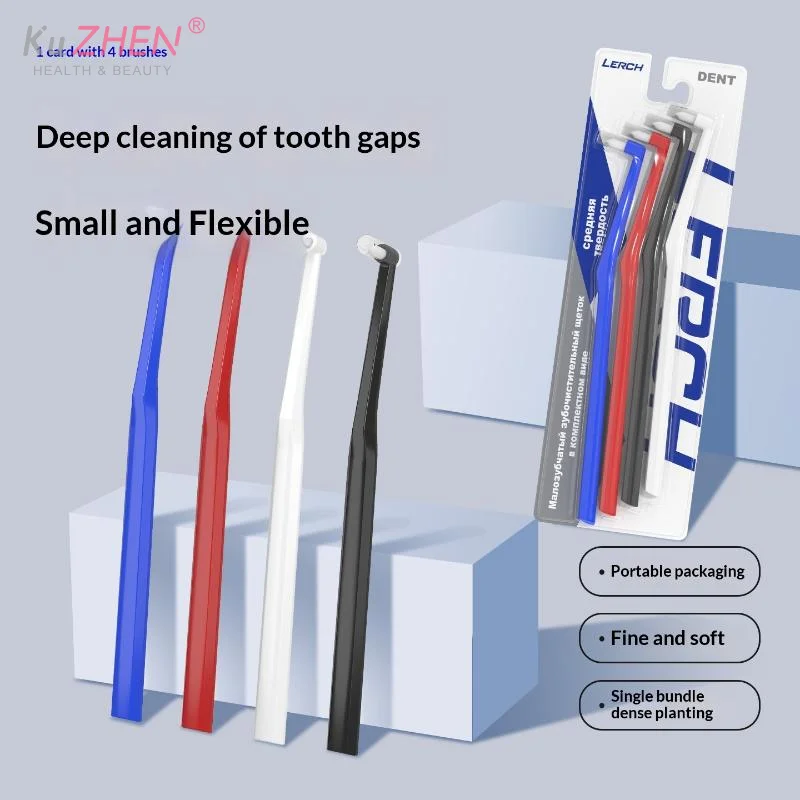 2/4PC Soft Hair Small Head Single-Beam Toothbrush For Interdental Cleaning Adult Oral Care Deep Cleaning Tool For Teeth Implants