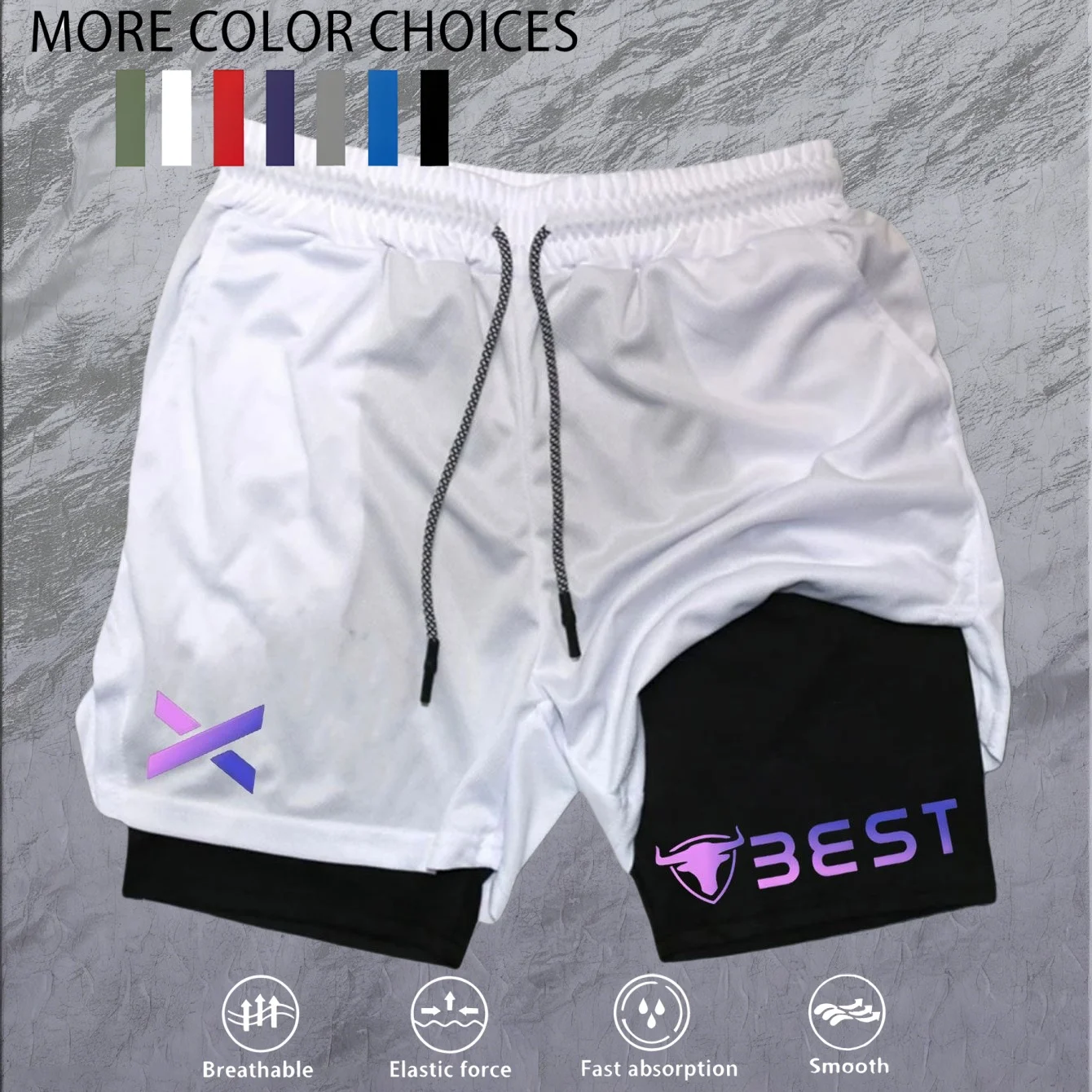 Herren Doppellagige Fitness-Shorts Männer Fitness-Studio-Training 2-in-1 Sportshorts Schnelltrocknende Workout-Jogging-Shorts Doppelschichtige Sommer-Shorts – Detail 15