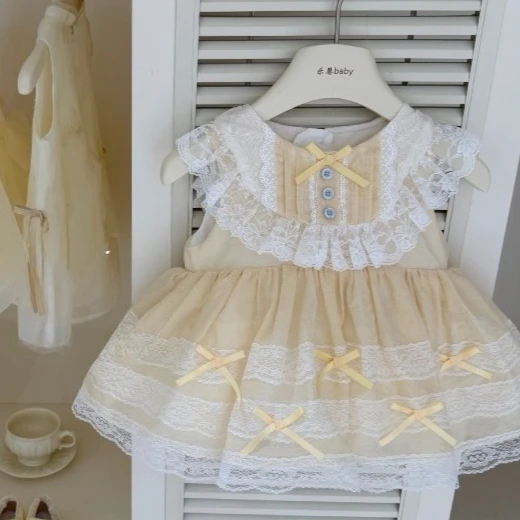 

Cute Style Dress 2026 Delicate Lace Edge Sweet Bow Decoration Gentle Soft Fabric Beautiful Party Look Light Comfortable Wear