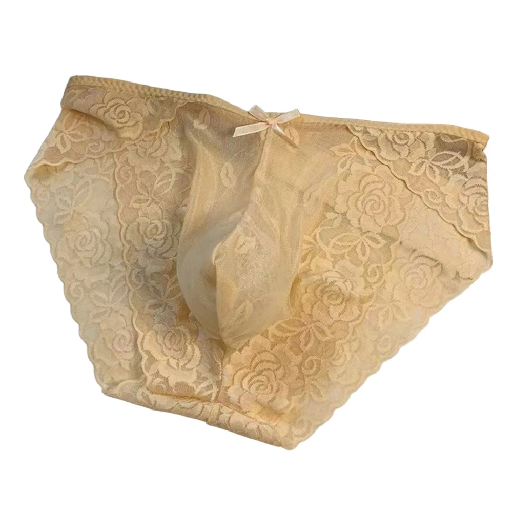 Men Lace High Fork Sissy Briefs Seamless Gay U-pouch Underwear Erotic Men Sissy Bulge Pouch Briefs Breathable Underwear