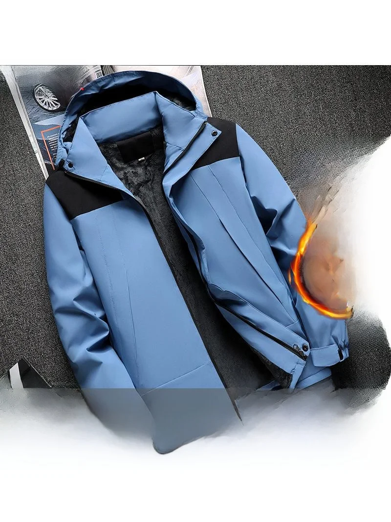 

Thiened Fce Lined Anti-Cold Outdoor Jaet Workwear with Hood Men's Outerwear Cotton Clothes Busin Casual Polyester F...