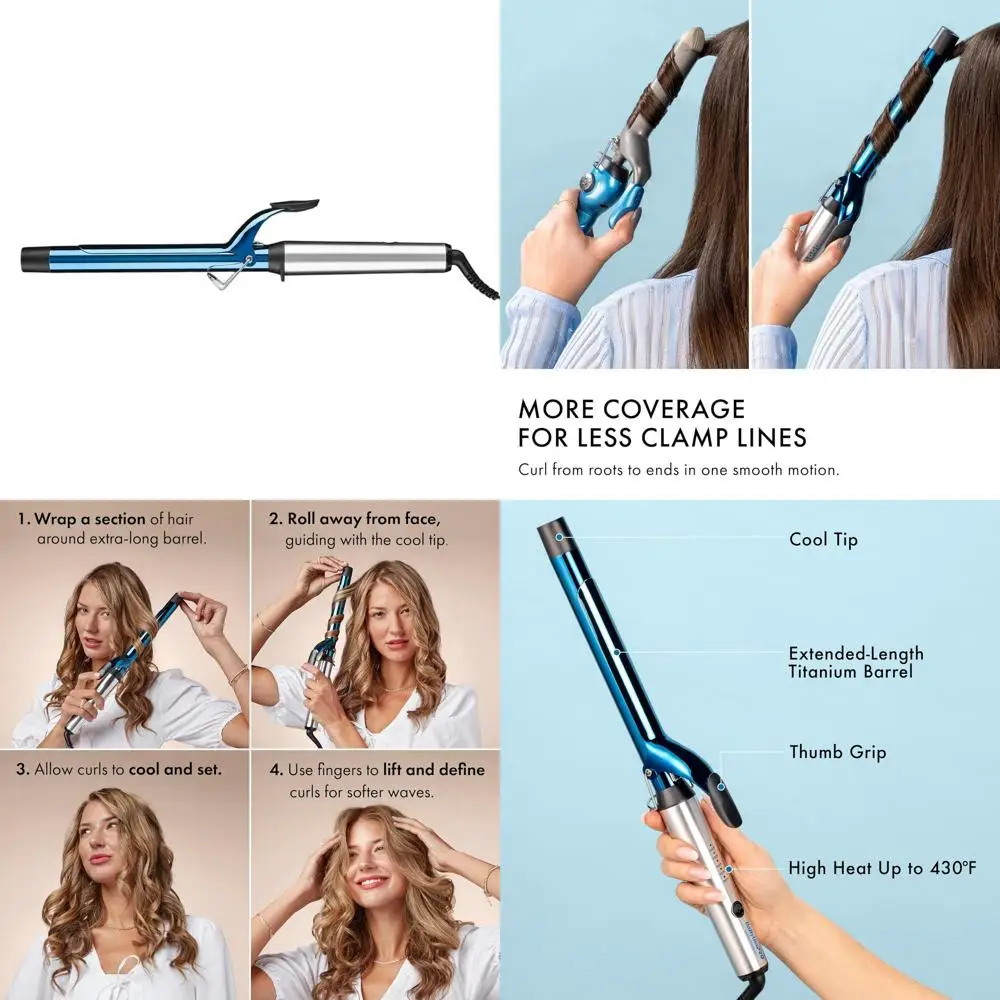 

Extended Barrel Titanium Curling Iron for Long Hair