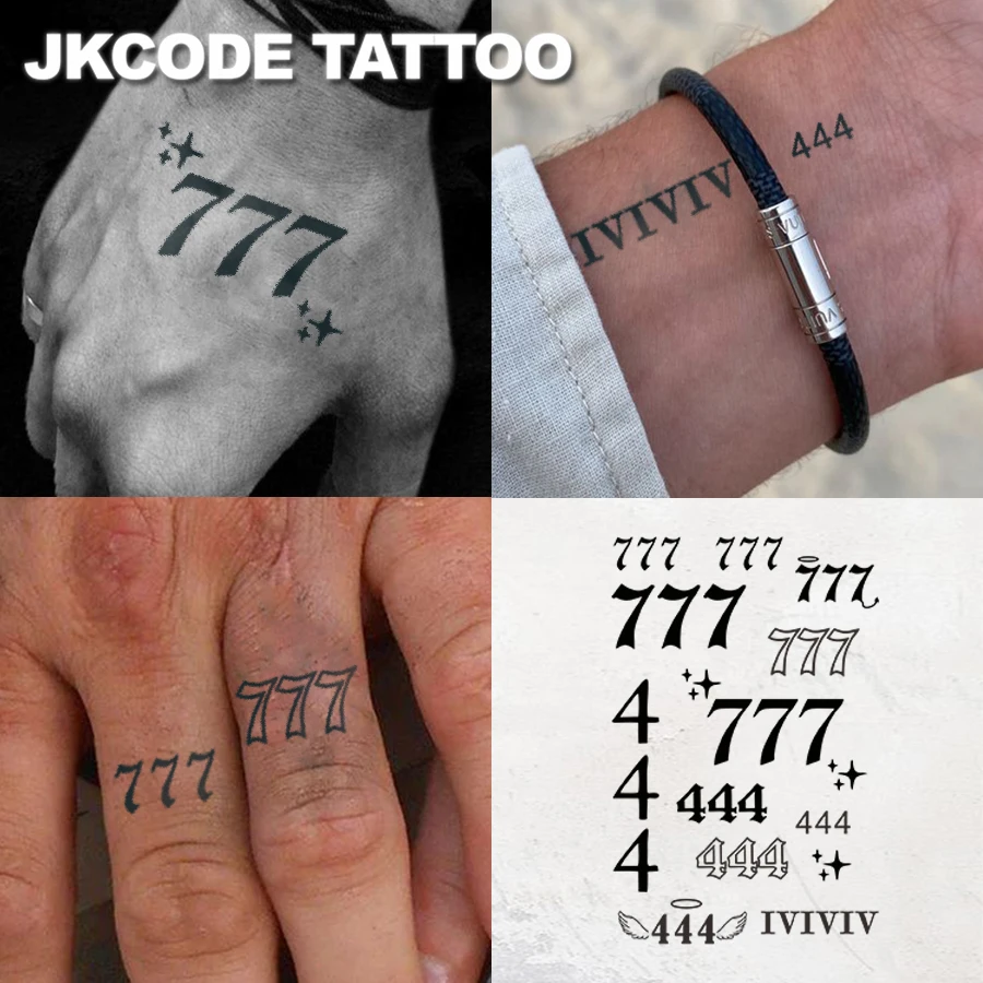 Waterproof Semi-permanent Tattoos, Hands, Arabic numeral，Lucky 7