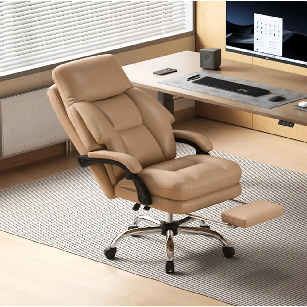 كرسي مكتب منزلي، 90 ° -160 ° كرسي مكتب تنفيذي عالي الظهر بوزن 400 رطل مع مسند للقدمين، مريح ومقاوم للخدش #3