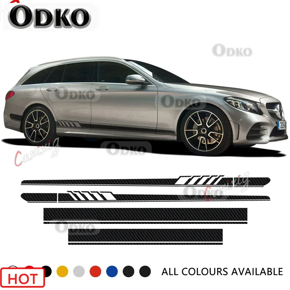 

For Mercedes Benz C Class 5-Door Estate S205 2015-Present Car Styling Side Skirt Hood Roof Rear Stripes Stickers Accessories