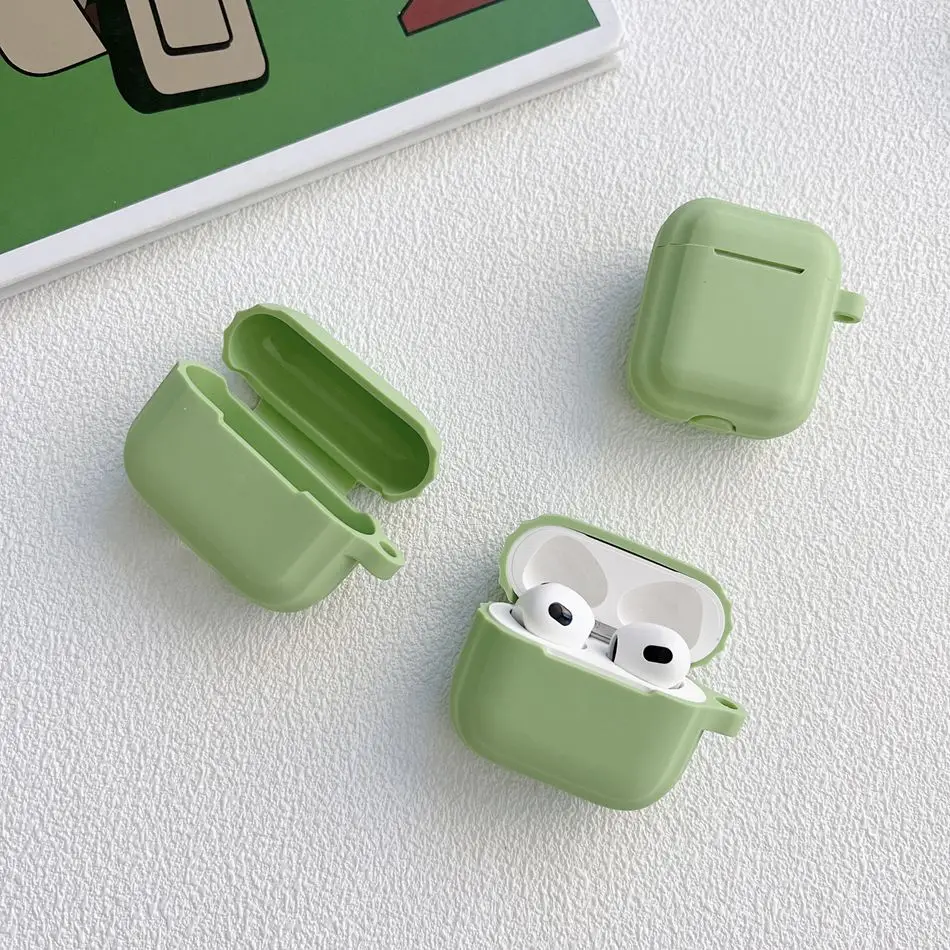 for airpods Pro case Matcha green solid color Earphone Case airpods 2 Cover silicone Hearphone Cover airpod pro / air pods 3