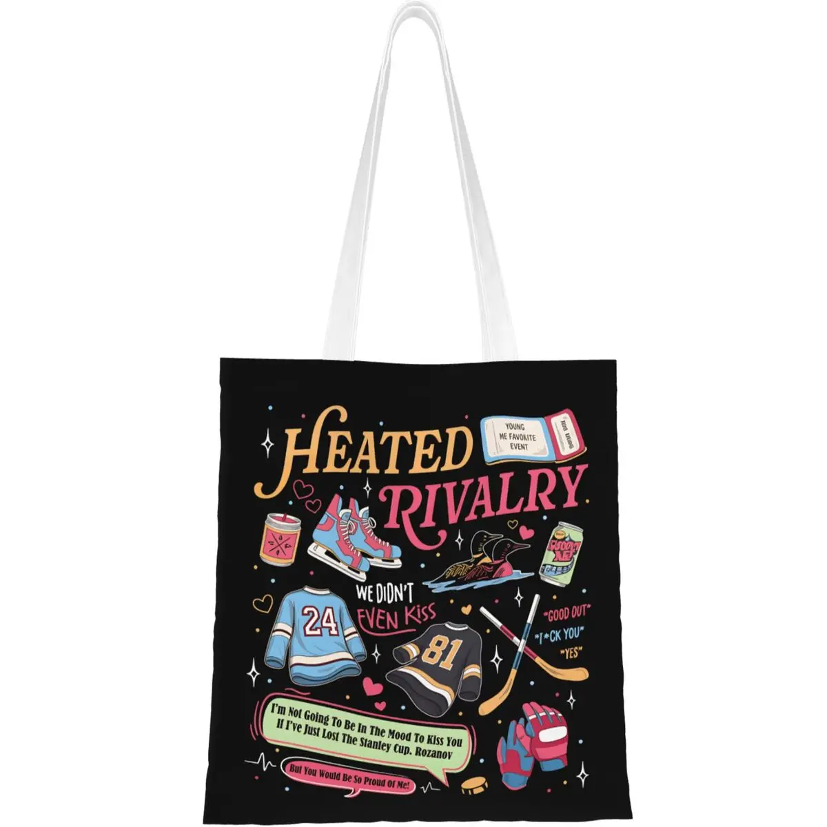 Heated Rivalry Shopper Bag Happy Valentine's Day Beach Handbags Women Print Shoulder Bag Casual Polyester Tote Bag
