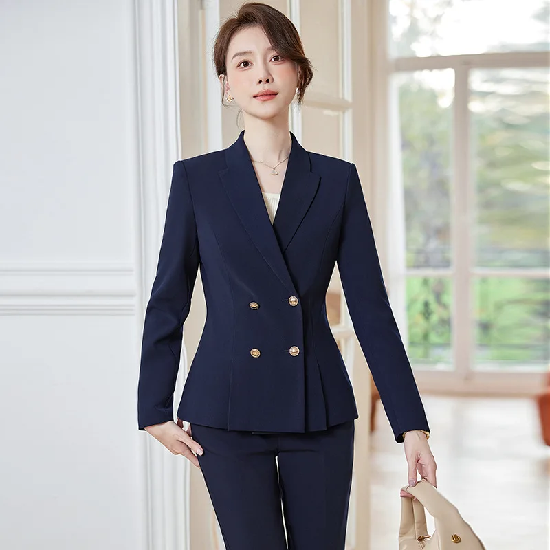 Navy Blue Suit Women's Formal Occasion Business Clothing Suit Skirt Jewelry Store Hotel Manager Work Clothes Temperament