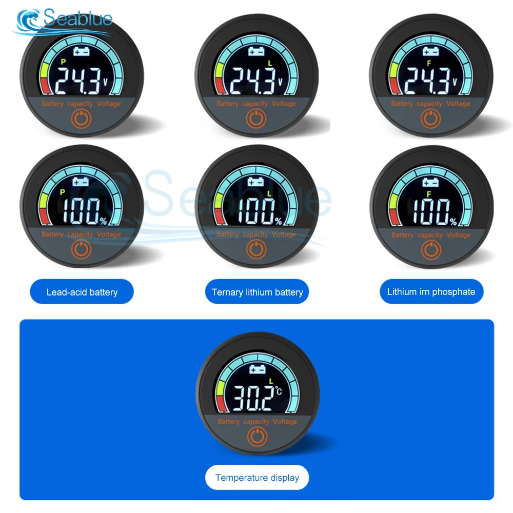 DC8-100V Waterproof LED Digital Display Voltage Gauges Round Panel Car Voltmeters with Terminals Voltmeter Battery Tester