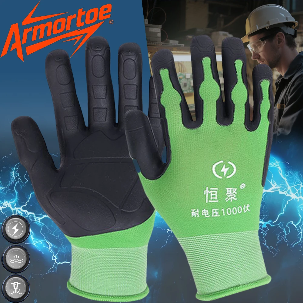 

ArmorToe 1000V Insulating Gloves High Voltage Professional Thin Anti-Slip Breathable Shock Proof for Electricians #Armor8034