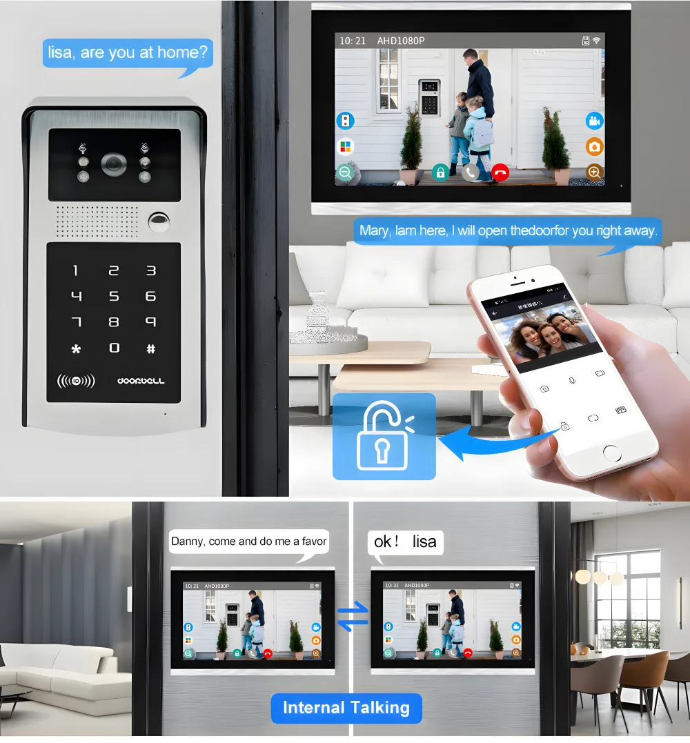 10 Inch Tuya Smart Wifi Video APartment Intercom System 1080P Wireless Doorbell Camera Rfid Unlock Door Entry Intercom Doorman