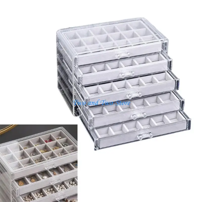 HX6F Clear acrylic jewelry storage case with drawers for display use