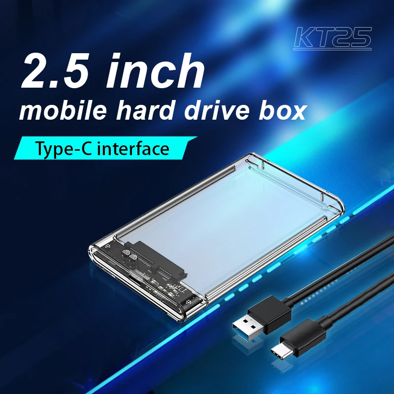 Transparent Hard Drive Box USB3.0 SATA Solid State 2.5-inch external Type-C universal laptop external portable hard drive box