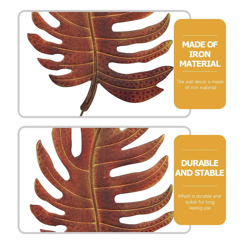 

2 Pcs Leaf Decor for Wall Metal Iron Hanging Adornment Room Ornament Ornaments Decoration
