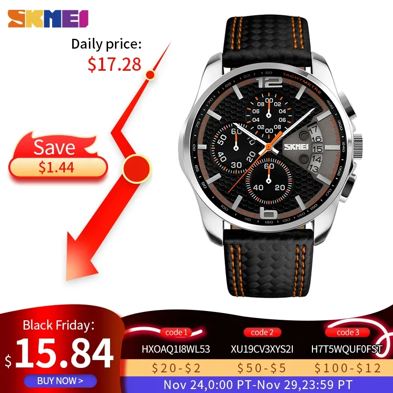 SKMEI 9106 Top Brand Luxury Leather Strap 5Bar Waterproof Quartz Wristwatches Relogio Masculino Fashion Sport Mens Watches