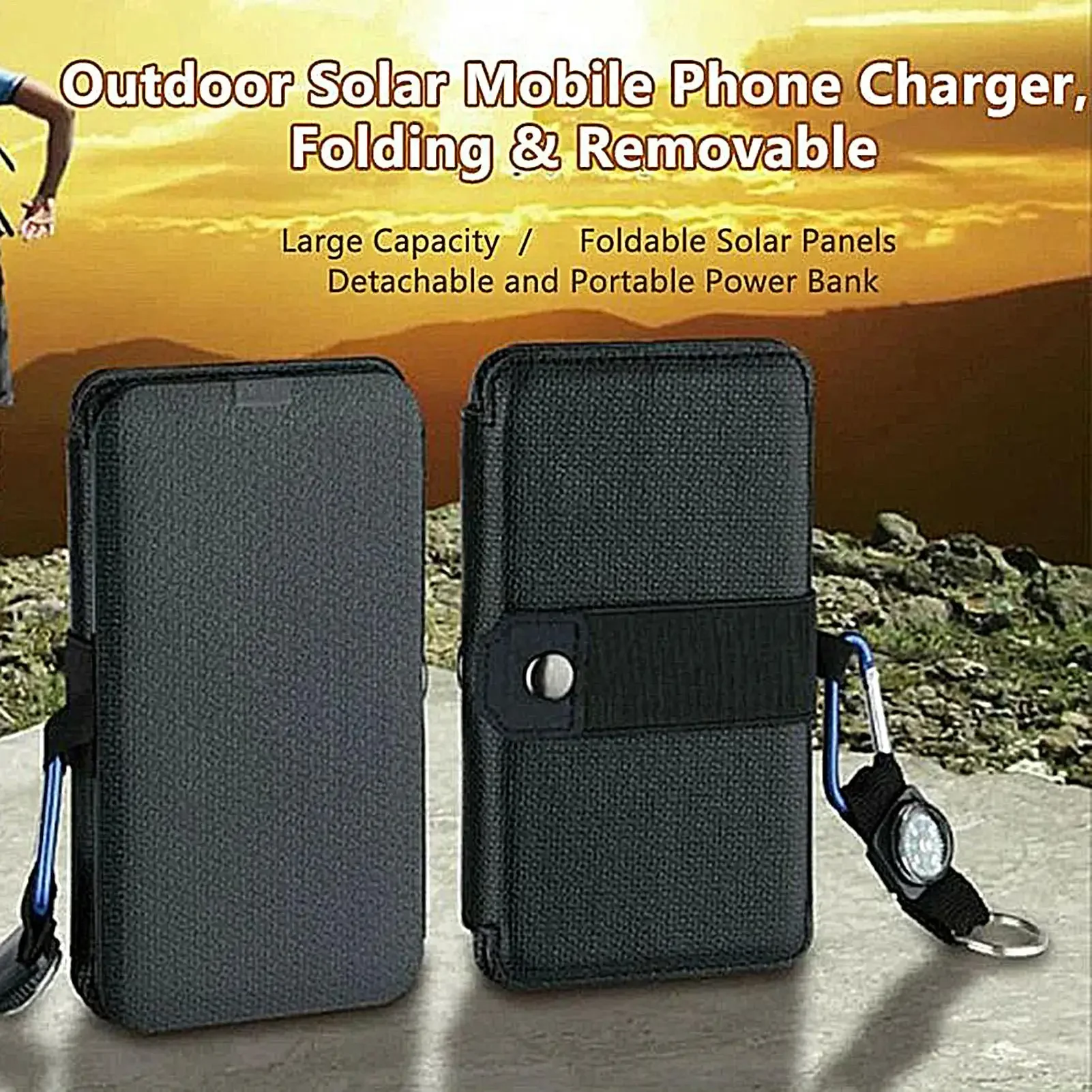 Solar Charger Portable Waterproof Cellphone Charging Device Folding USB Device for Outdoor Home Car RV Hiking Explorer