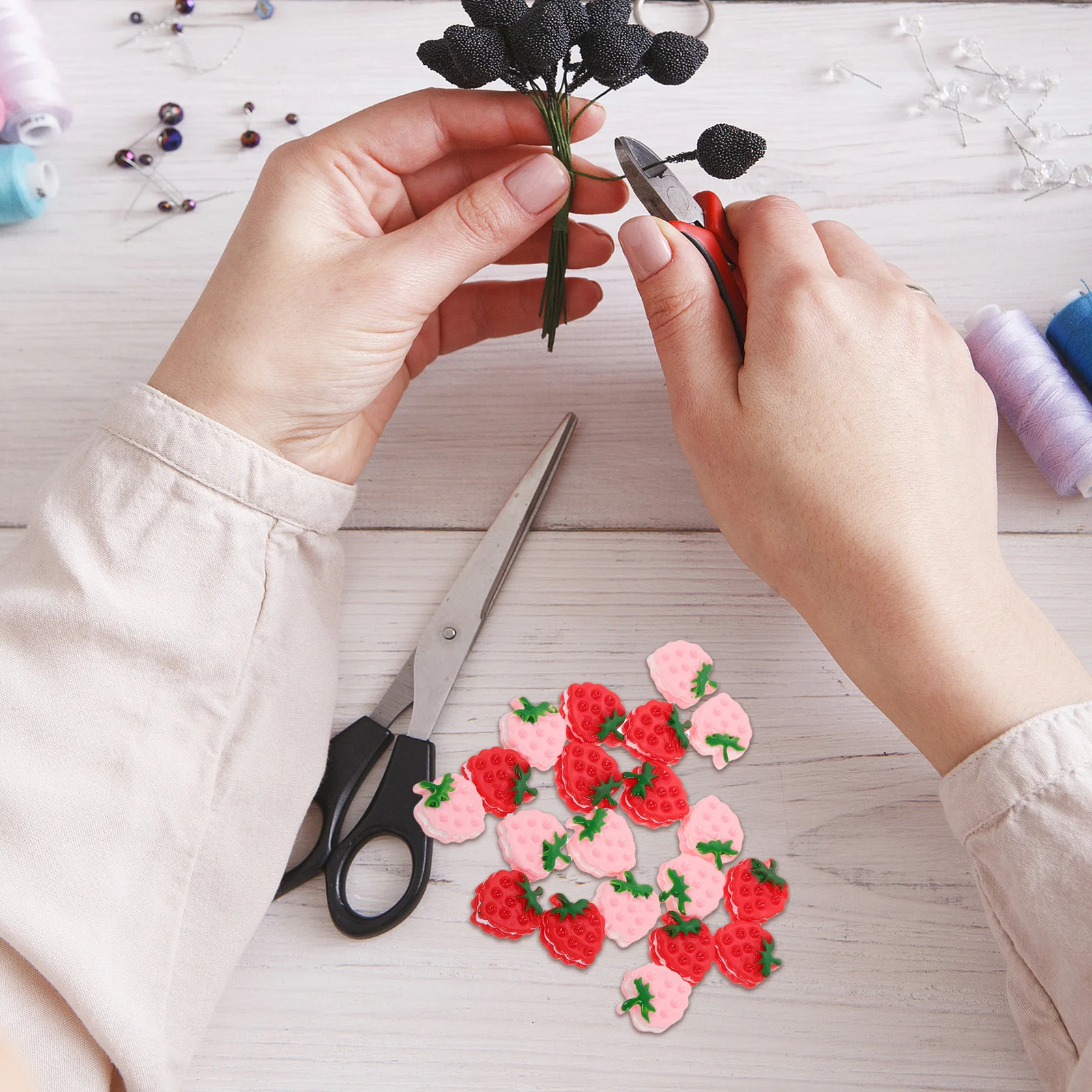 

20Pcs Mini Strawberry Cookie Resin Charms Cute Flat Back Decorations Perfect for DIY Craft Projects Phone Case Accessories