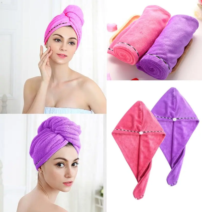 2Pcs Hair Wrap Towel Turban Style Quick Dry Microfiber Drying Cap for Long Hair Face Washing Shower Makeup Facial Care Home Gym