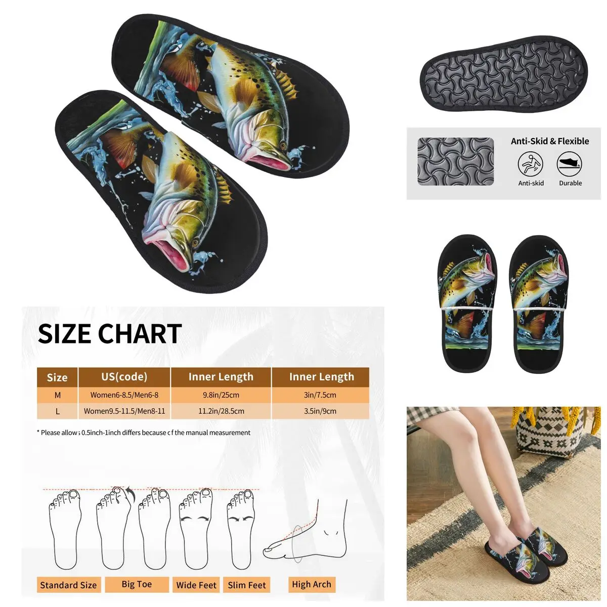 

Various Colorful Tropical Fish Men Women Furry slippers,Cosy Color printing special Home slippers,Neutral slippers