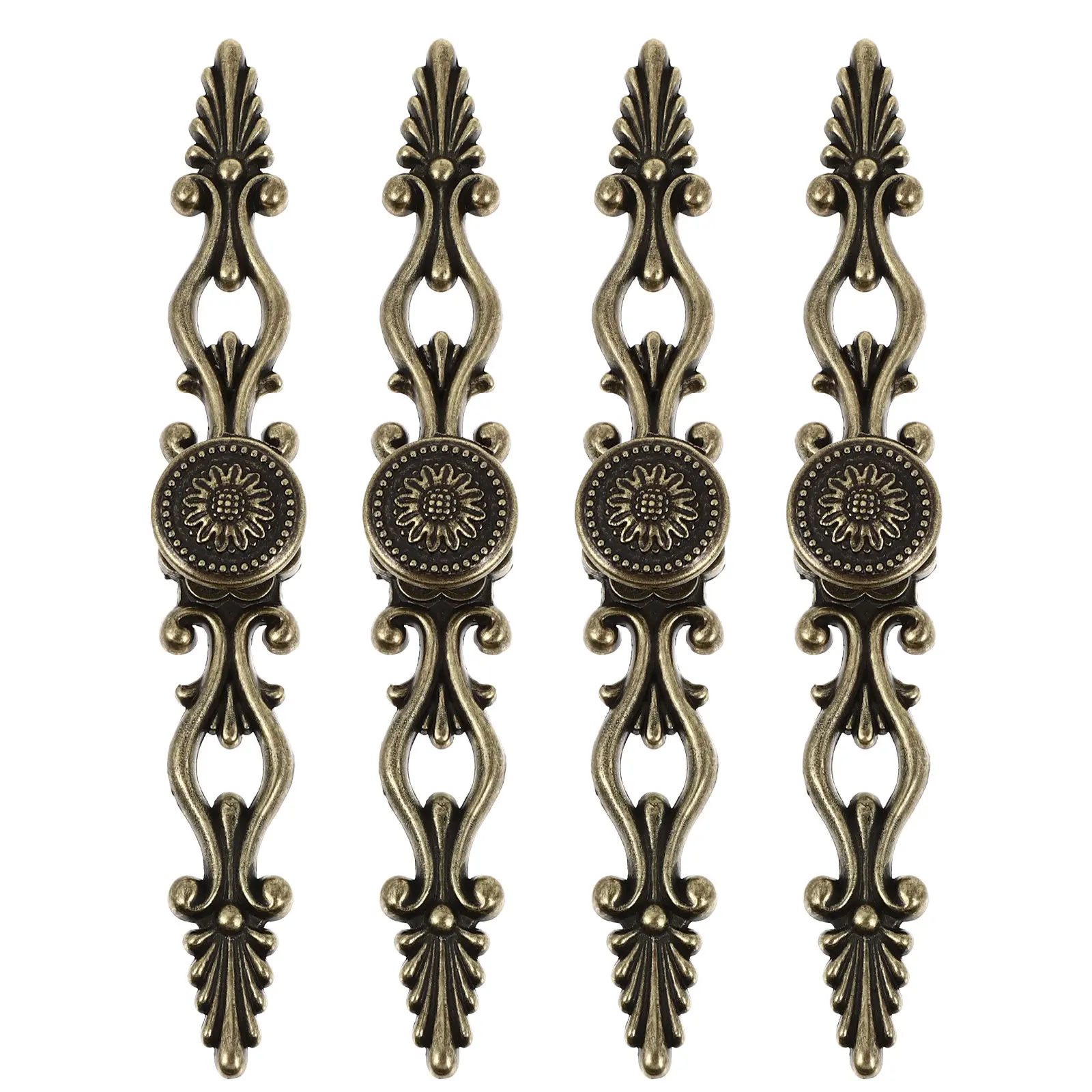 

4pcs Antique Furniture Handles European Carved Cabinet Pull Handle Vintage Style for Drawer Wardrobe Cupboard Zinc Alloy Door