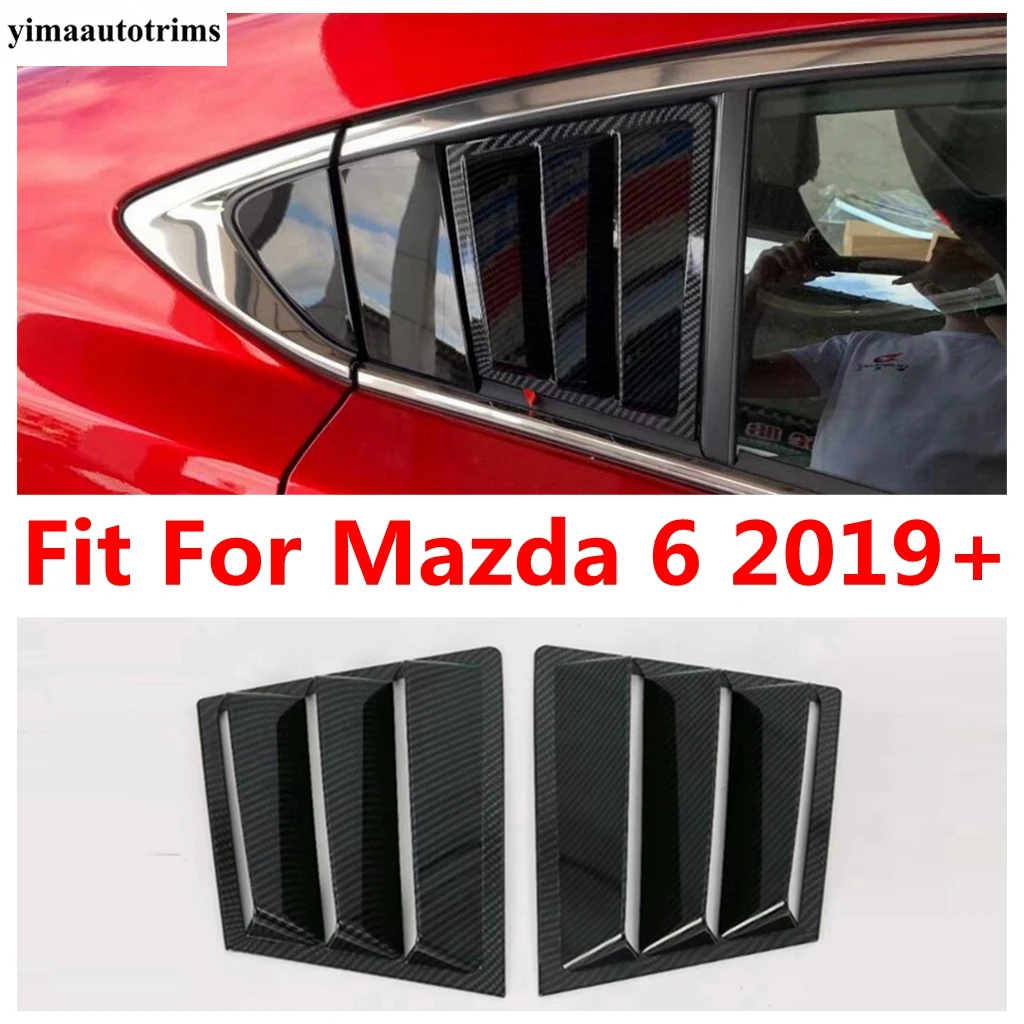 

For Mazda 6 2019 - 2024 Rear Windows Louver Shutters Blinds Side Vent Cover Trim Carbon Fiber Look Accessories Exterior Kit