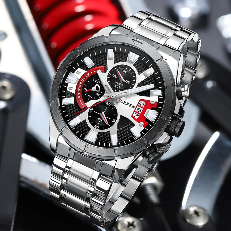 

Luxury Brand CURREN Men Watch Fashion Sports Stainless Steel Watches Automatic Date Luminous Hand Waterproof Quartz Clock Male