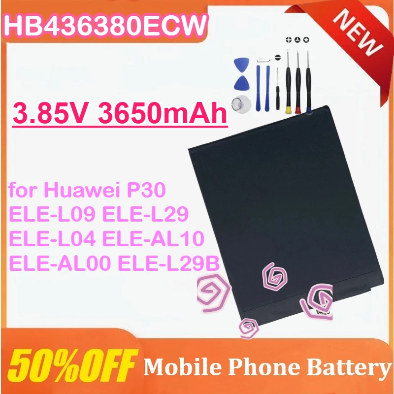 

New HB436380ECW 3.85V 3650mAh Mobile Phone Battery for Huawei P30 ELE-L09 ELE-L29 ELE-L04 ELE-AL10 ELE-AL00 ELE-L29B with Tools
