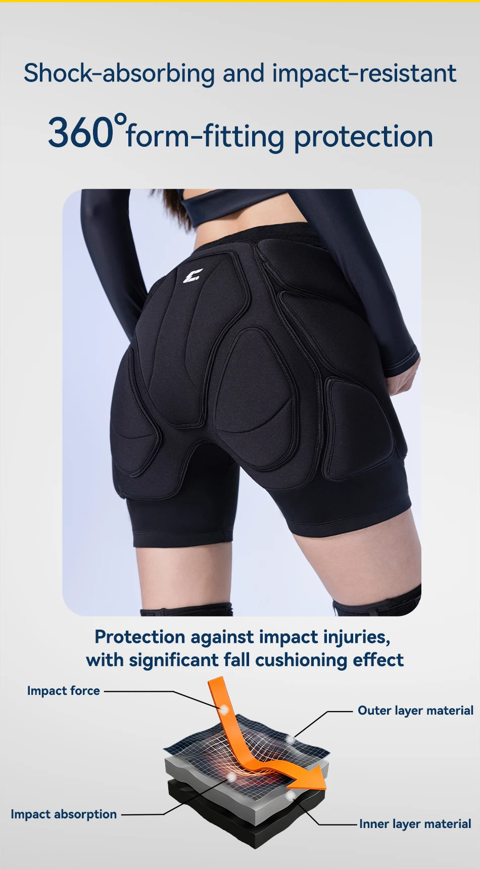 COPOZZ Extremsportarten Ski Skate Snowboard Schutz Skifahren Protektor Knieschützer Skating Schützende Hüfte Gepolsterte Shorts Hosen S-XL – Detail 5