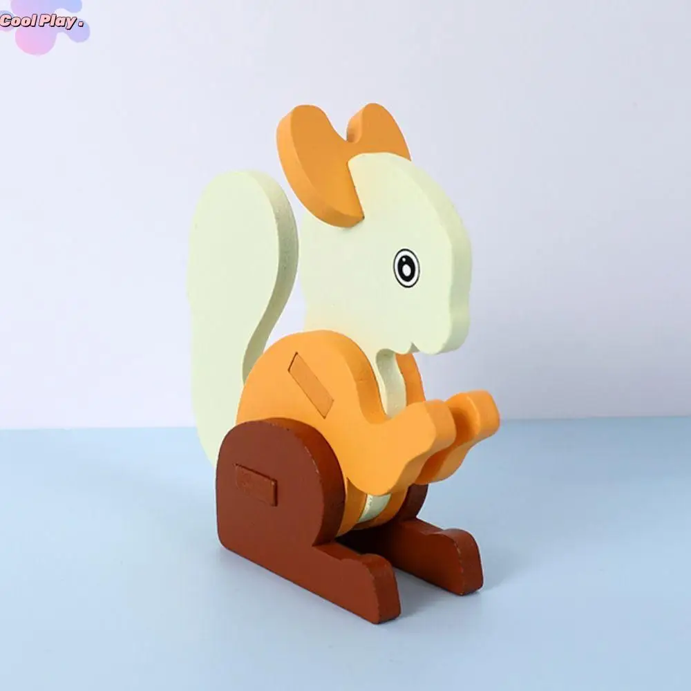 

Squirrel Baby Wooden Puzzle Toy Jigsaw Game Intelligence Game 3D Puzzle Toys Cartoon Montessori Squirrel Building Blocks Kids