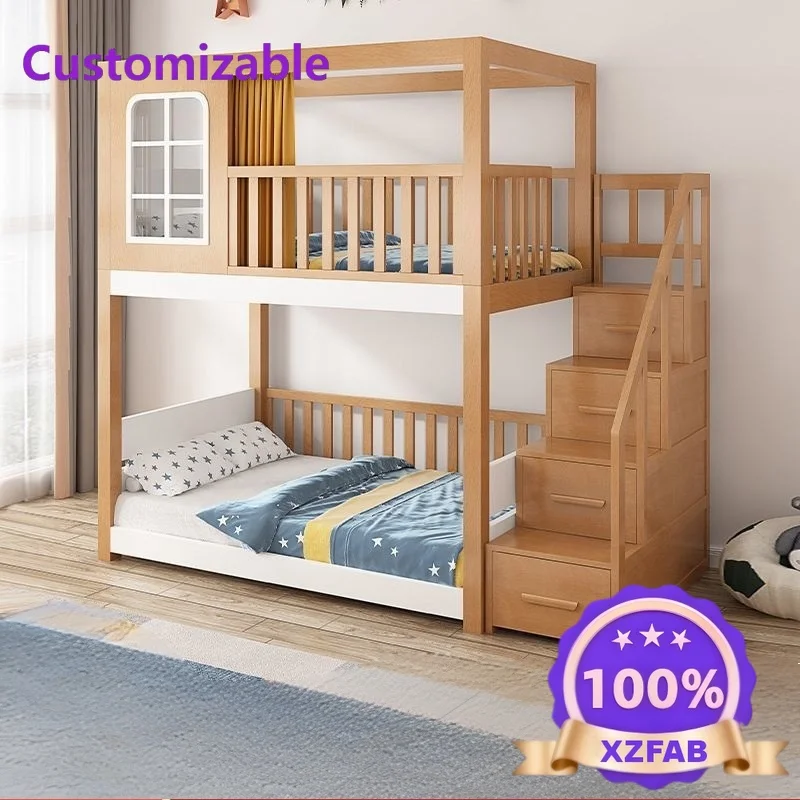 Factory Direct 2026 Premium Smart Bunk Bed Integrated Wooden Storage Design with Storage Drawers and Side Compartments