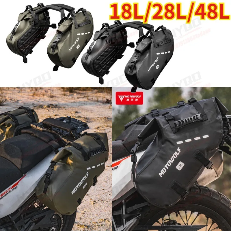 

Waterproof Motorcycle Bag 18L 28L 48L, Large Capacity Universal Fit Motorcycle Saddle Side Bag Pannier.