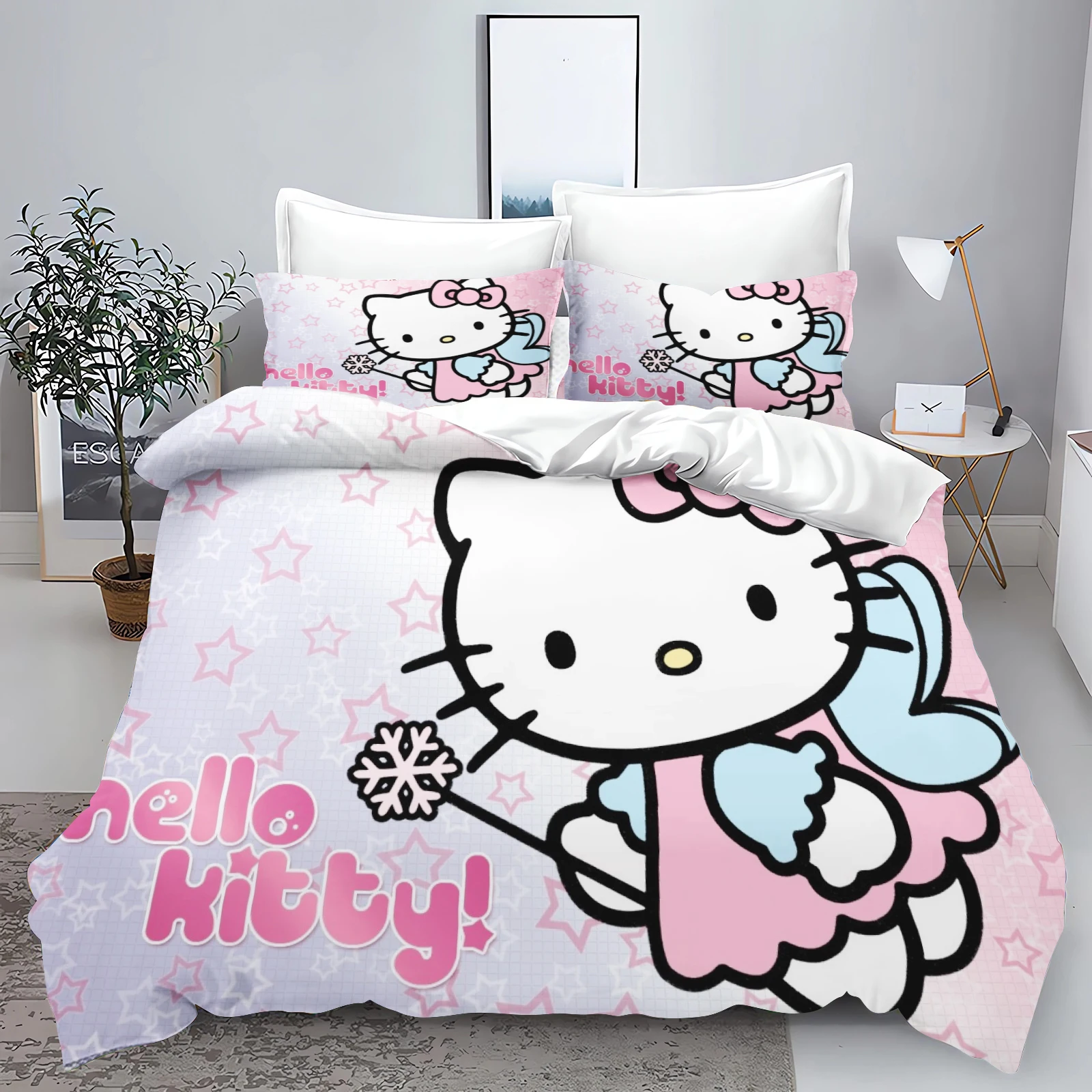 

Пододеяльник комплект постельного белья Hello Kitty Queen, милый мультяшный детский полиэфирный саржевый рисунок для взрослых