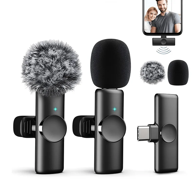 Mini Wireless Lavalier Microphone USB C Noise Cancellation Lapel Mic for iPhone 17/16/15 Video Recording Vlog