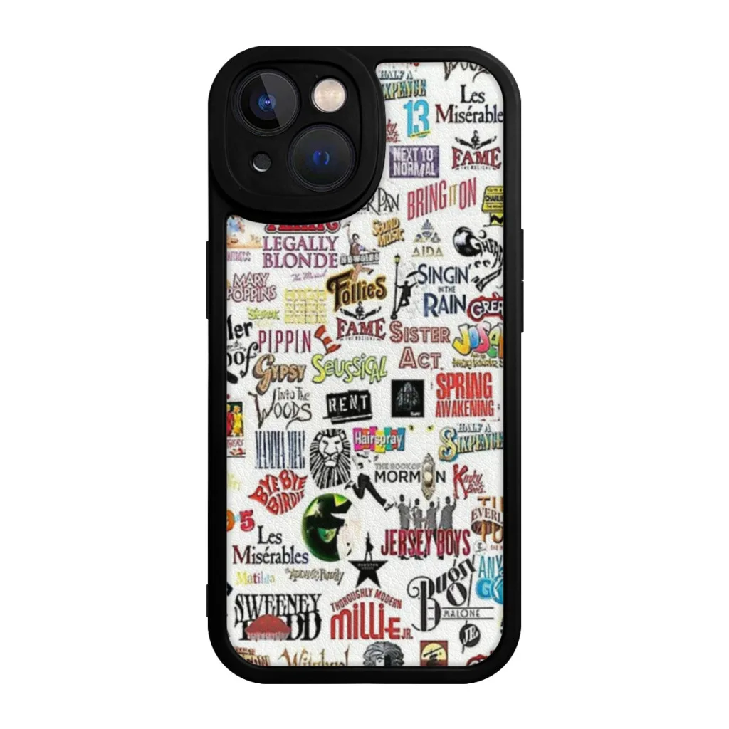 Phone Case For iPhone 15 Pro Max Plus Soft  Silicone Cover Musical Logos Collage