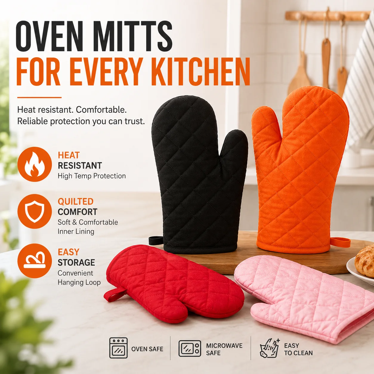Household Thick Microwave Oven Gloves Baking Oven Special Insulated and Anti Scalding Cotton Gloves