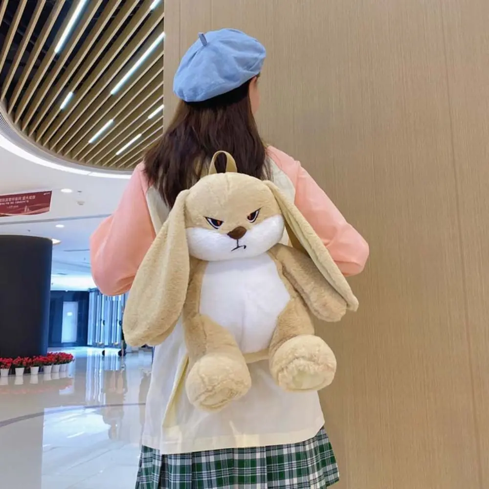 Long Ear Rabbit Anger Bunny Plush Backpack Cute Animals Large Capacity Long Ear Rabbit Plush Backpack 35cm Backpack