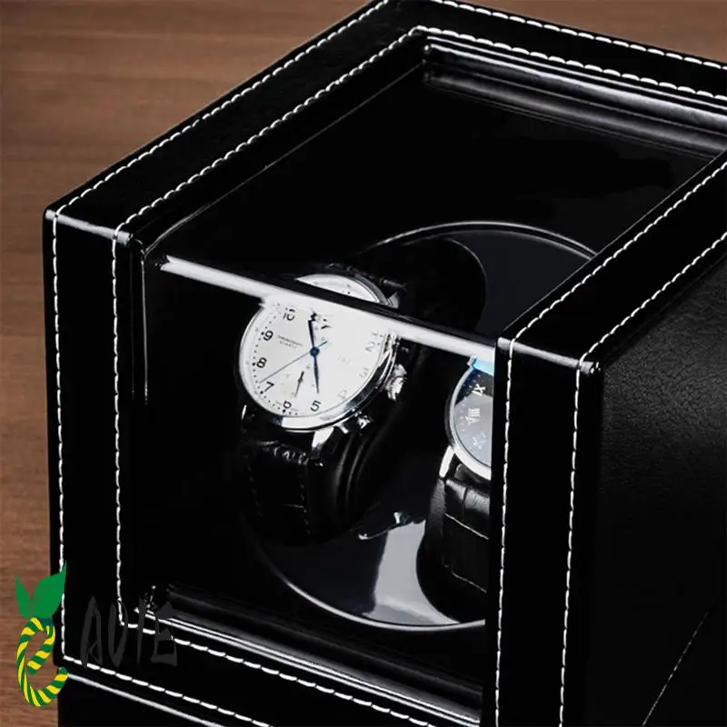 ملفاف ساعة مزدوج للساعات الأوتوماتيكية، ملفاف ساعة أوتوماتيكي، صندوق جلدي، 2 فتحات، ملفاف ساعة للرجال