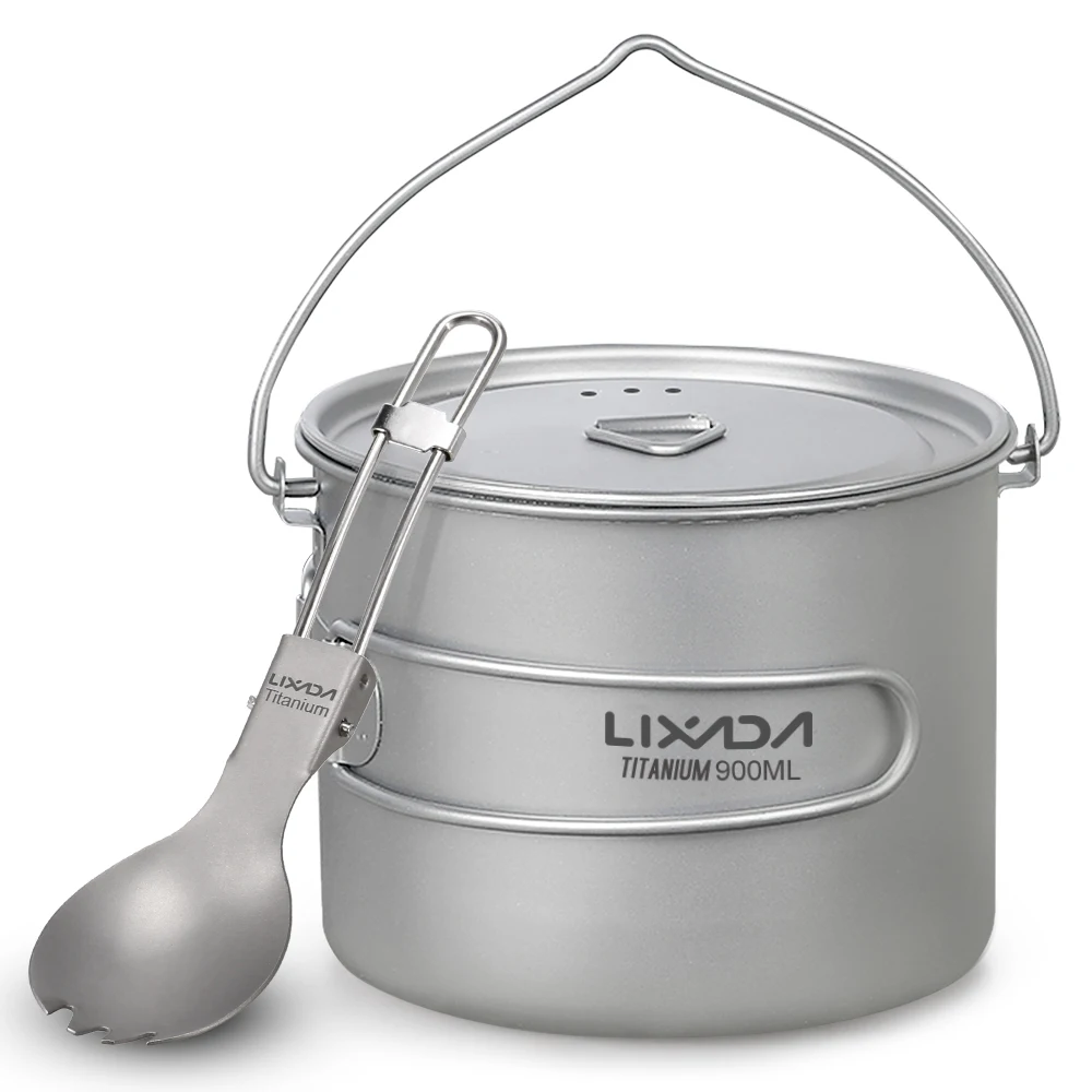 

Lightweight Titanium 750ml Pot with Folding Spork for Outdoor Camping Hiking Backpacking Picnic lightweight titanium pot