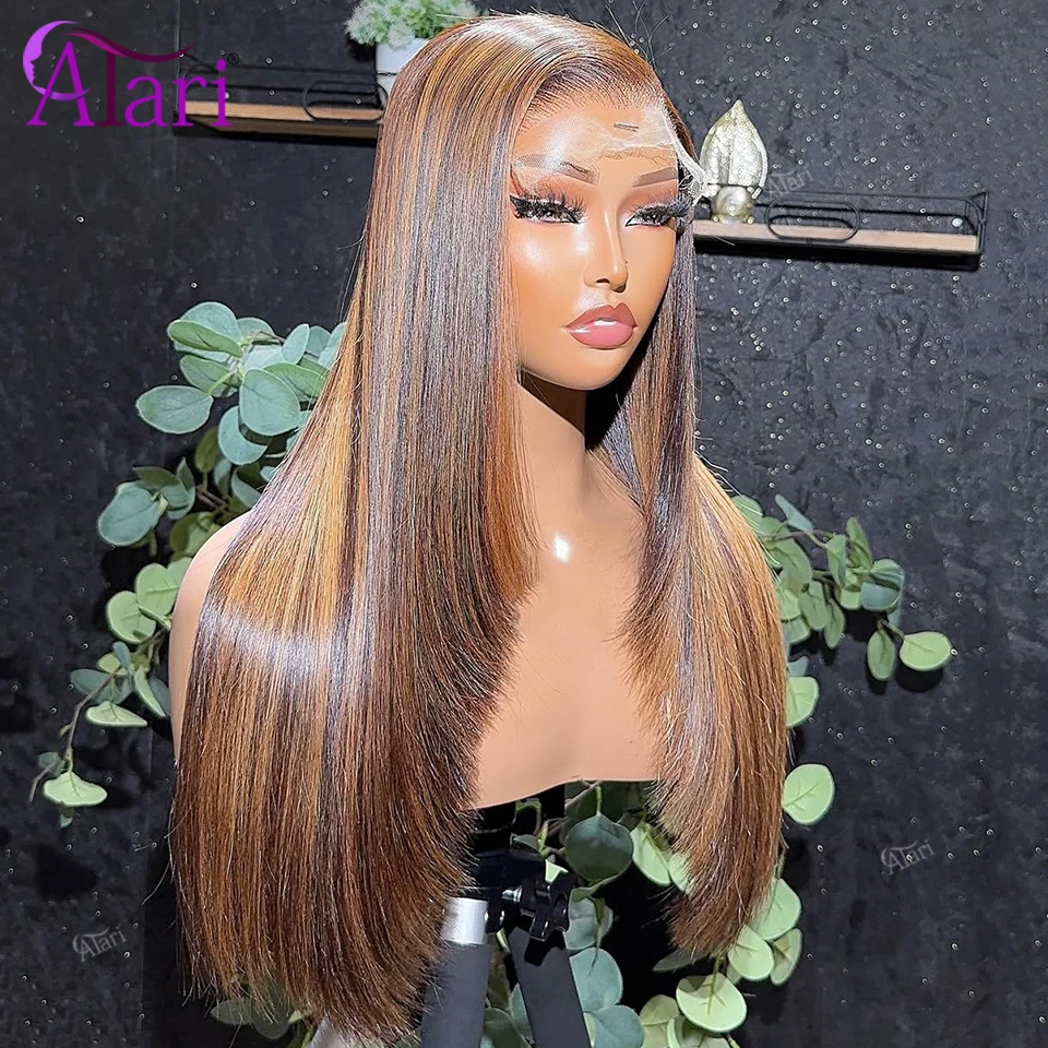 

5x5 Closure Highlights 4 27 Human Hair Wigs Transparent 13x4 13x6 Brown Stripe with 30 Straight Lace Frontal Wig Pre Plucked
