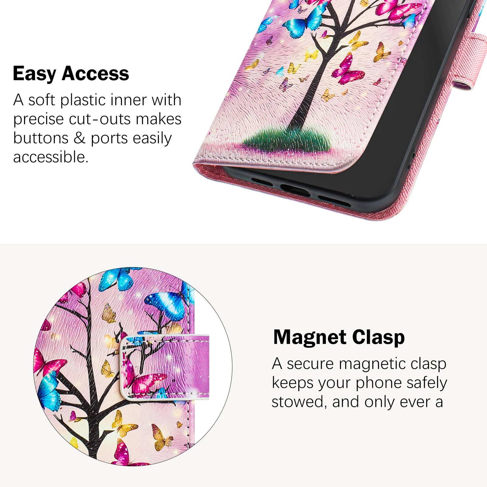 S25 S24 S23 Flip Case for Samsung Galaxy A56 A36 A26 A16 A54 M35 M34 A55 A35 A25 A15 Cases Butterfly Leather Wallet Phone Cover
