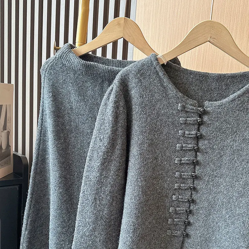 wool Western Style Suit Women\'s Elegant Buckle Knitted Cardigan Skirt Two-Piece Suit Spring and Autumn New 2024 Skirt