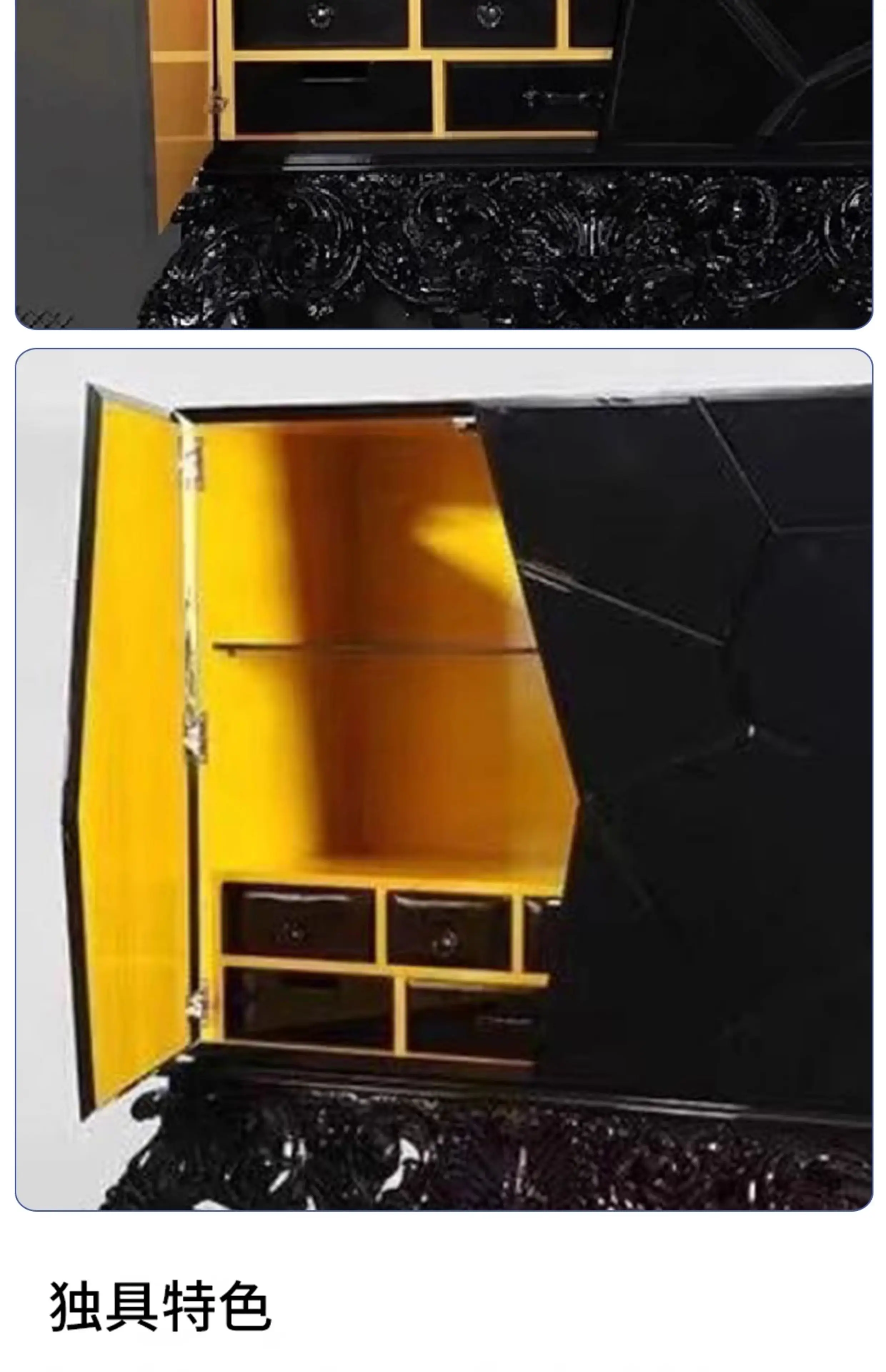 خزانة مشروبات مجوفة فاخرة وخفيفة الوزن وخزانة أنيقة ومبتكرة وخزانة جانبية لتناول الطعام مصنوعة من الخشب الصلب الفاخر