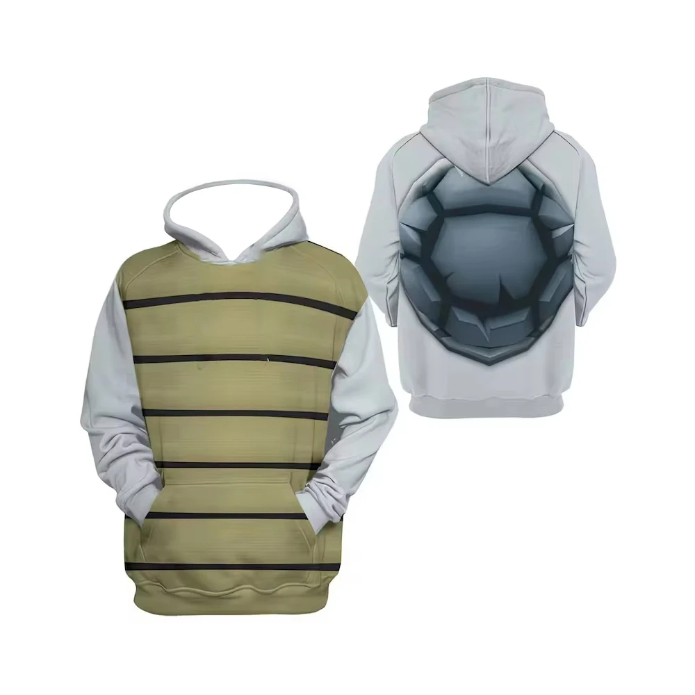Kinder-Dinosaurier-Hoodie für Jungen und Mädchen, 3D-Schildkrötenpanzer-Design, Cartoon-Tier-Pullover, Sweatshirt mit langen Ärmeln und Kapuze. – Detail 7