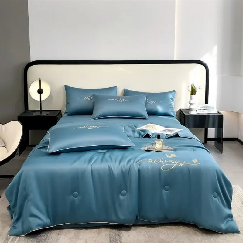 

For Wash Ice Silk Embroidered Tinnifera Quilt Single Piece Soft and Comfortable Air Conditioning Student Apartment Single Thin Q
