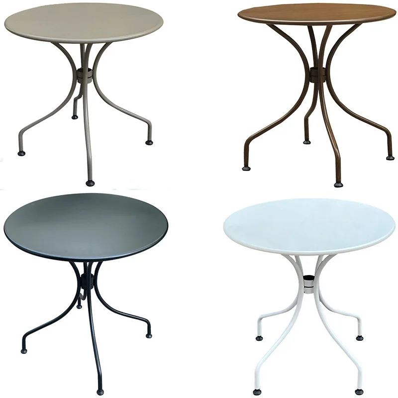 

Round white and black outdoor long table