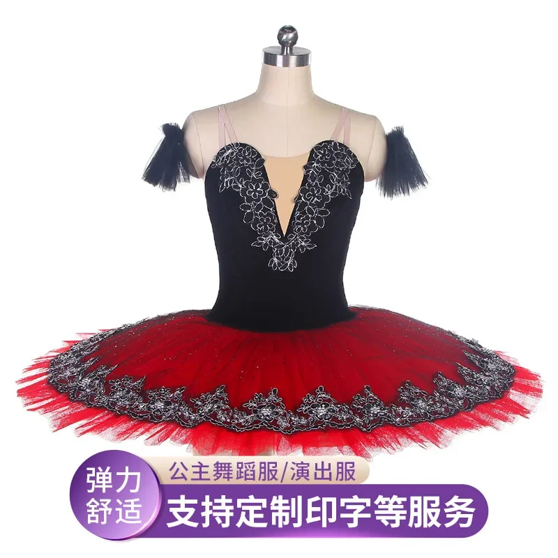 Children Girls Professional Ballet Tutus Balck Red Swan Lake Tutu Ballerinas Women  Dance Costumes kids Ballet Dress Wear