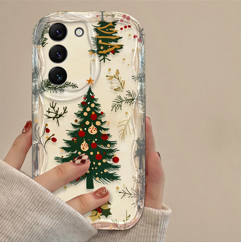 Bacca عيد الميلاد موجة الحال بالنسبة لسامسونج غالاكسي S25 S24 S23 S22 S21 الترا زائد S20 FE A73 A72 A71 A56 A55 A54 5G A51 4G الغطاء الخلفي