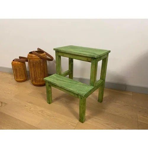 Pronto Designed Wooden Step Ladder Stool Green Color